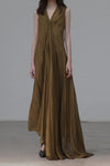 Marc Le Bihan Silk Chest Knot Tail Dress Collection Vegetable Dye MLB-2132-GANLANLV Olive Green